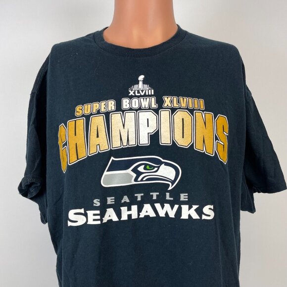 Seattle Seahawks Super Bowl 48 Champions T Shirt Mens Size XL NFL Football - Picture 1 of 4